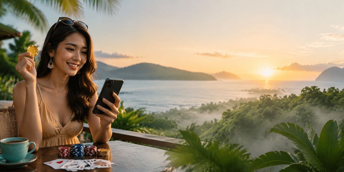 Permainan Teen Patti bergaya Melayu di Kota Kinabalu dengan pemandangan laut